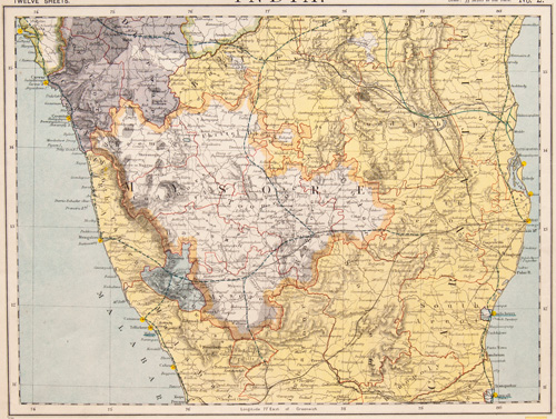 India antique map 1884-1887